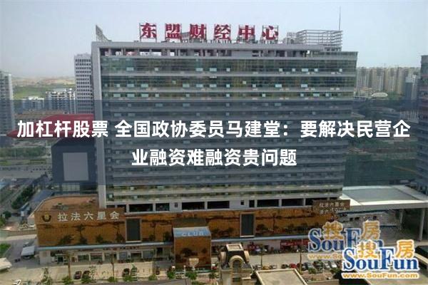 加杠杆股票 全国政协委员马建堂：要解决民营企业融资难融资贵问题