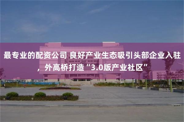 最专业的配资公司 良好产业生态吸引头部企业入驻，外高桥打造“3.0版产业社区”