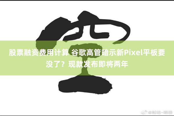 股票融资费用计算 谷歌高管暗示新Pixel平板要没了？现款发布即将两年