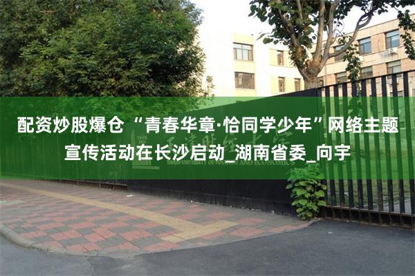 配资炒股爆仓 “青春华章·恰同学少年”网络主题宣传活动在长沙启动_湖南省委_向宇