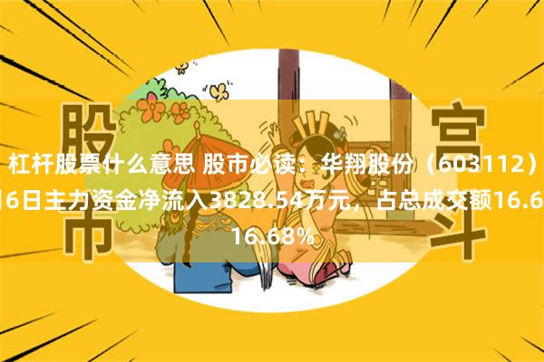 杠杆股票什么意思 股市必读：华翔股份（603112）8月6日主力资金净流入3828.54万元，占总成交额16.68%