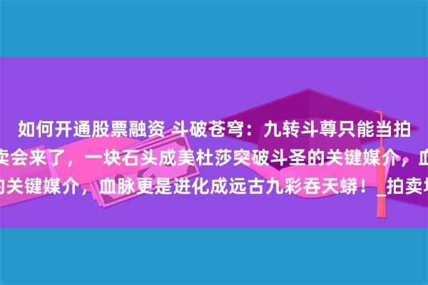 如何开通股票融资 斗破苍穹：九转斗尊只能当拍卖师？大陆最高规格拍卖会来了，一块石头成美杜莎突破斗圣的关键媒介，血脉更是进化成远古九彩吞天蟒！_拍卖场_星斗_巅峰