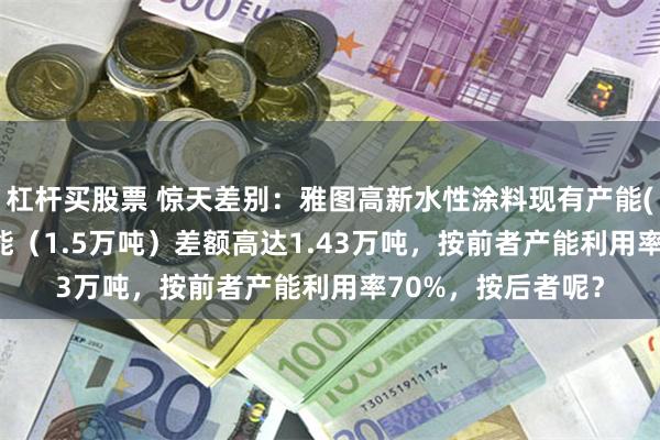 杠杆买股票 惊天差别：雅图高新水性涂料现有产能(684万)与环评产能（1.5万吨）差额高达1.43万吨，按前者产能利用率70%，按后者呢？