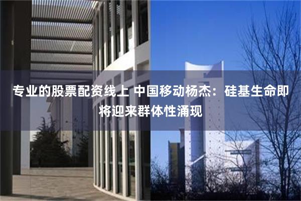 专业的股票配资线上 中国移动杨杰：硅基生命即将迎来群体性涌现
