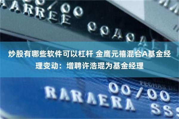 炒股有哪些软件可以杠杆 金鹰元禧混合A基金经理变动：增聘许浩琨为基金经理