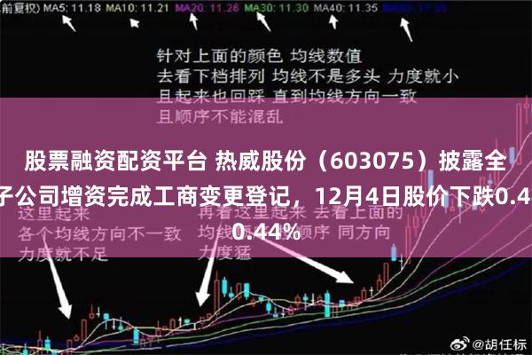 股票融资配资平台 热威股份（603075）披露全资子公司增资完成工商变更登记，12月4日股价下跌0.44%